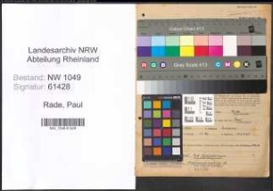 Entnazifizierung Paul Rade , geb. 19.10.1892 (Lehrer)