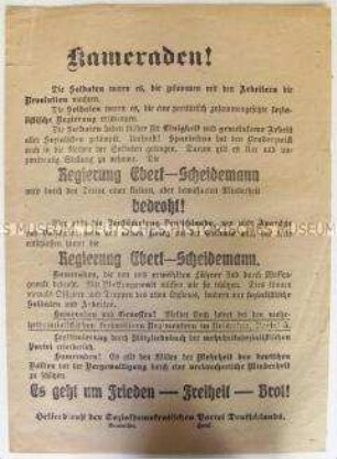 Antibolschewistisches Propagandaflugblatt der SPD mit einem Aufruf zur Verteidigung der Regierung Ebert- Scheidemann