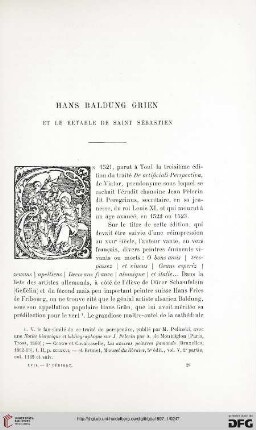 3. Pér. 17.1897: Hans Baldung Grien et le retable de Saint Sébastien