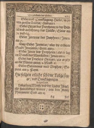 Hie folgen etliche schöne Lobgesenge/ und Dancksagungen verzeichnet.