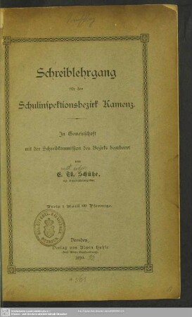 Schreiblehrgang für den Schulinspektionsbezirk Kamenz