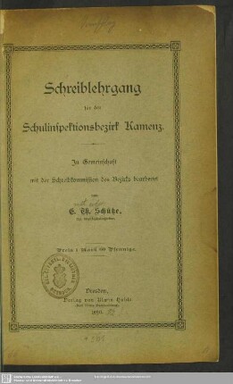 Schreiblehrgang für den Schulinspektionsbezirk Kamenz