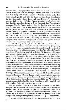 A. Einführung der imaginären Punkte.