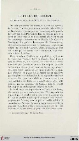 Lettres de Greuze au prince Nicolas Borisovitch Iousoupov