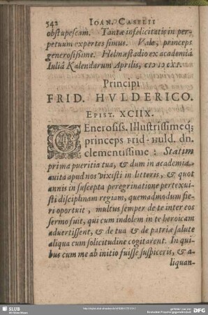 Principi Frid. Hulderico. Epist. XCIIX.