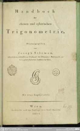 Handbuch der ebenen und sphärischen Trigonometrie