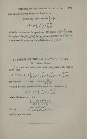 Theorem on the ... roots of unity.