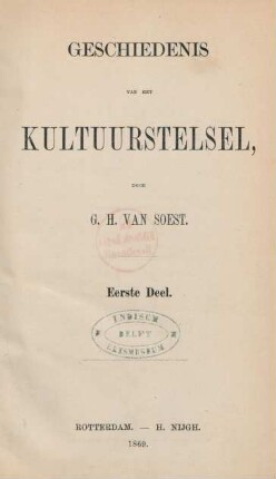 Deel 1: Geschiedenis van het kultuurstelsel