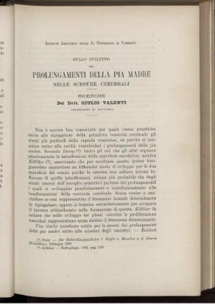 Sullo Sviluppo Dei Prolungamenti Della Pia Madre Nelle Scissure Cerebrali