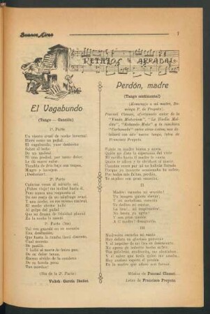 El vagabundo : (Tango-canción)
