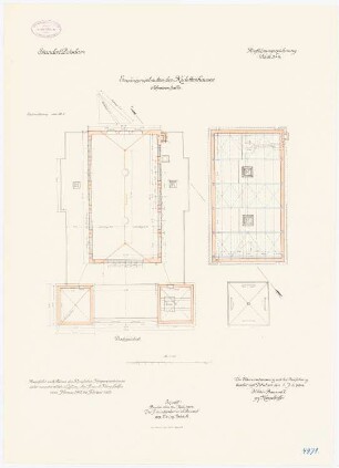 Kadettenhaus der Garnison Potsdam Ergänzungsbauten: Schwimmhalle: Grundriss Dachgeschoss 1:100