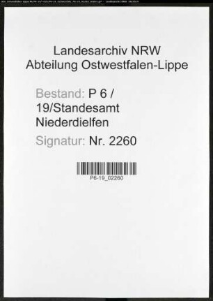 Sterberegister Standesamt Niederdielfen