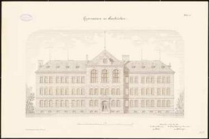 Gymnasium, Saarbrücken Klassenhaus: Vorderansicht 1:100