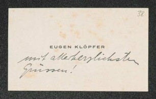 Brief von Eugen Kloepfer an Gerhart Hauptmann