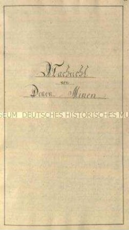 Handschrift über Minen