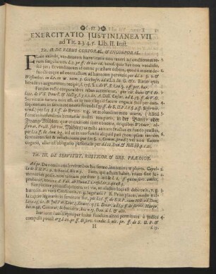 Exercitatio Iustinianea VII. ad Tit. 2. 3. 4. 5. Lib. II. Inst.