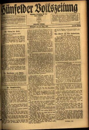 Ausgabe vom Mittwoch, den 23. Juni 1920.