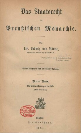 Bd. 4, Abth. 2: Das Staats-Recht der preußischen Monarchie