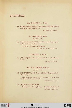 Nachtrag (Nr. 254-275)
