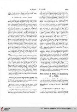 Opérations qui se pratiquent sur l'urètre et la vessie
