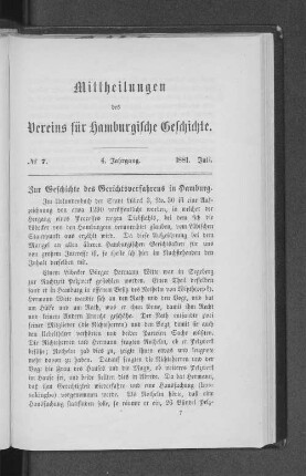 Zur Geschichte des Gerichtsverfahrens in Hamburg.