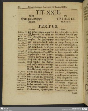 Tit. XXIII. Von Den ausländischen Zeugen