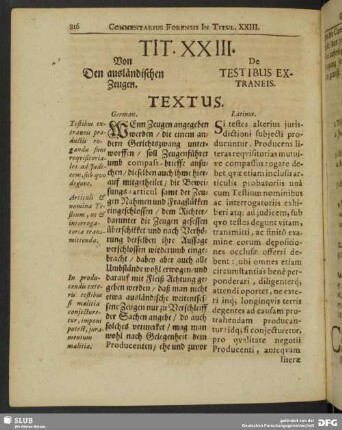 Tit. XXIII. Von Den ausländischen Zeugen