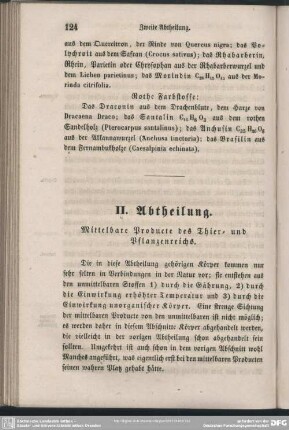 II. Abtheilung. Mittelbare Producte des Thier= und Planzenreichs