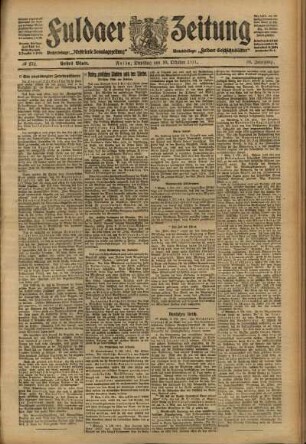 Erste Ausgabe vom Dienstag, den 10. Oktober 1911.