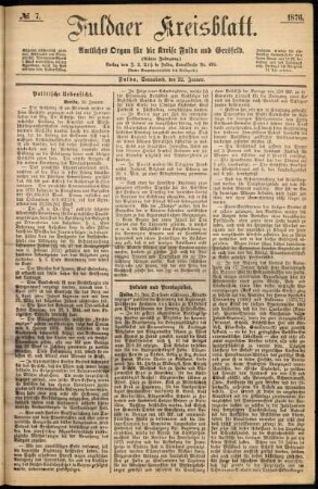 Ausgabe vom Samstag, den 22. Januar 1876.