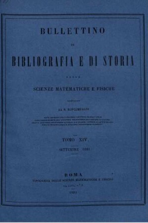 Tomo XIV. Settembre 1881.