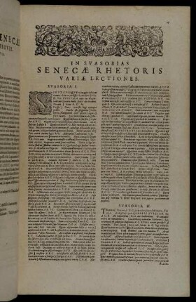In Suasorias Senecæ Rhetoris Variæ Lectiones.