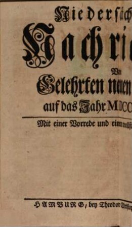 Niedersächsische Nachrichten von gelehrten neuen Sachen : auf das Jahr .... 1736, 1736