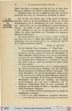 VI. Die Durchführung des Eisenbahn-Aufmarsches
