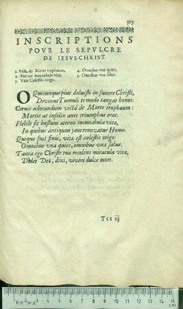 Inscriptions Povr Le Sepvlcre De Iesvs-Christ.