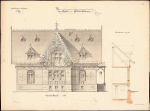 Gärtnerwohnhaus: Ansichten und Schnitte 1:50