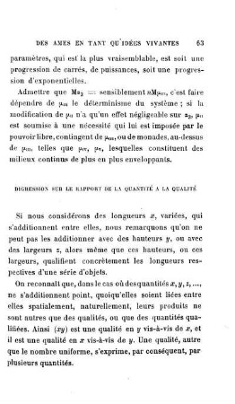 Digression sur le rapport de la qunatité à la qualité.
