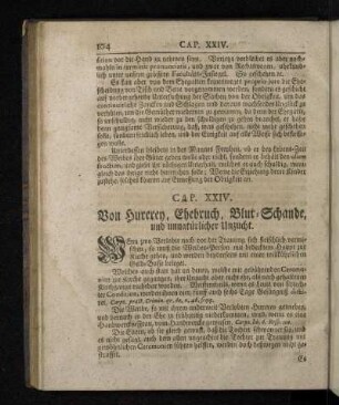 Cap. XXIV. Von Hurerey, Ehebruch, Blut-Schande, und unnatürlicher Unzucht.