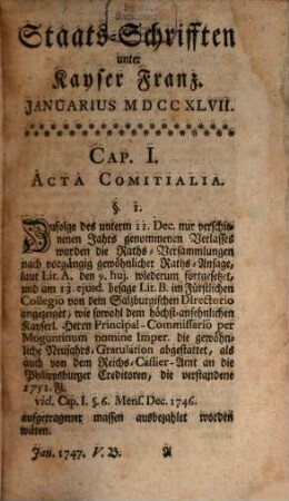 Vollständige Samlung von Actis Publicis und Staats-Schriften : zum Behuf Der neuesten Welt- und Teutschen Reichs-Geschichten, unter Kayser Franz, 5. Vom XLIX. bis LX. Stück : Nebst einem Haupt-Register