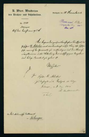 Festlegung der pensionsberechtigten Dienstzeit (Nov. 1904)
