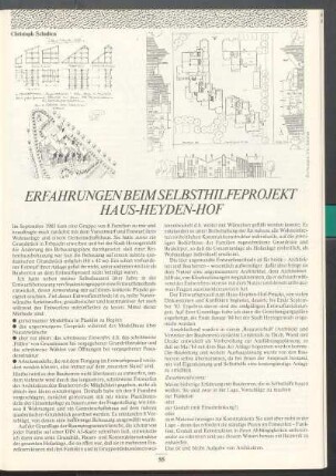 Erfahrungen beim Selbsthilfeprojekt Haus-Heyden-Hof