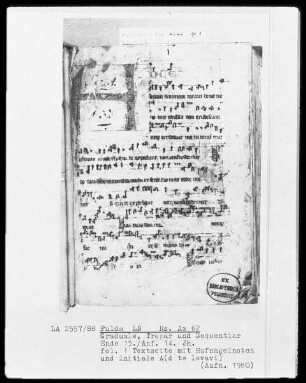 Graduale, Tropar und Sequentiar — Initiale A(d te levavi), Folio 1recto