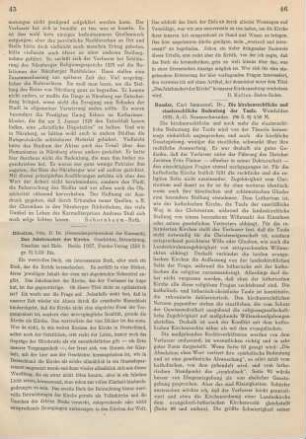 46-47 [Rezension] Roesler, Curt Immanuel, Die kirchenrechtliche und staatsrechtliche Bedeutung der Taufe