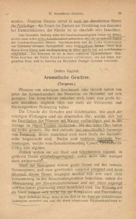 Drittes Kapitel. Aromatische Gewürze (Terpene)