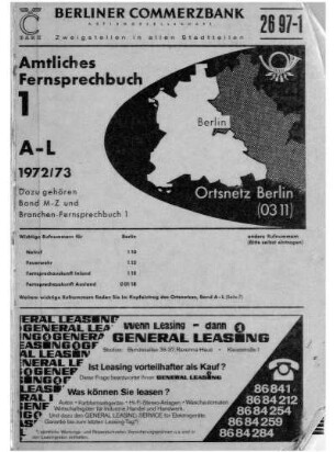 1972/1973: Amtliches Fernsprechbuch