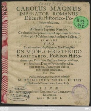 Carolus Magnus Imperator Romanus Discursu Historico-Politico exhibitus