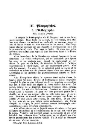 L'Orthographe : Pädagogisches