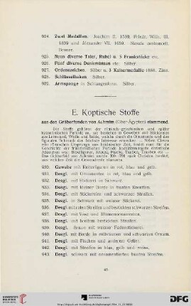 E. Koptische Stoffe (Nr. 930-953)