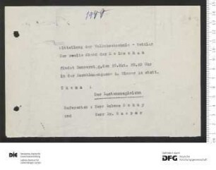 Ankündigung einer einzelnen Veranstaltung 1949