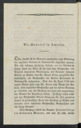 Die Maurerei in Amerika.